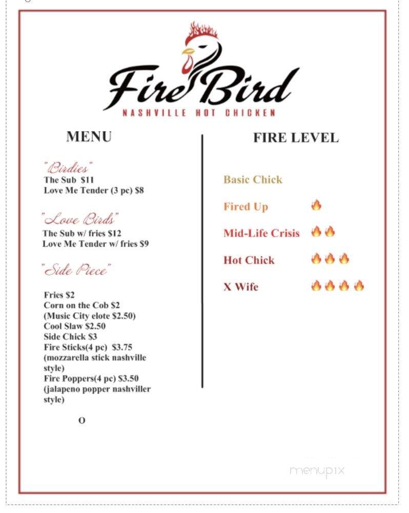 Fire Bird Nashville Hot Chicken - Long Beach, CA menu_pic