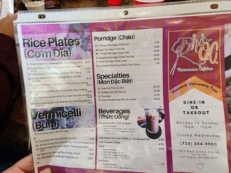 Pho O.C. - Las Vegas, NV menu_pic
