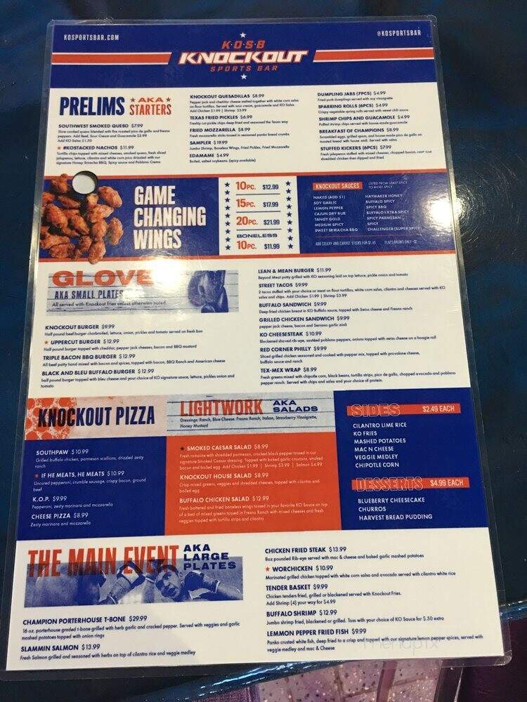 Knockout Sports Bar - Mesquite, TX menu_pic