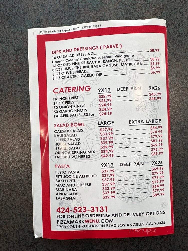 Pizza Mark - Los Angeles, CA menu_pic