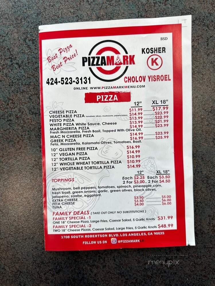Pizza Mark - Los Angeles, CA menu_pic