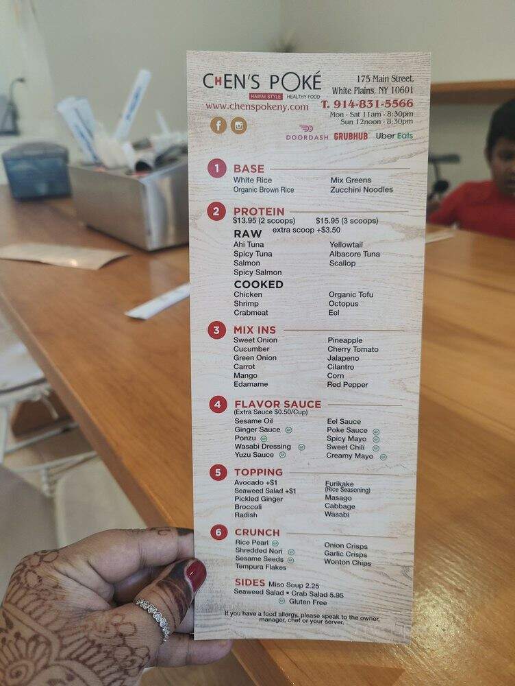 Chen's Poke - White Plains, NY menu_pic