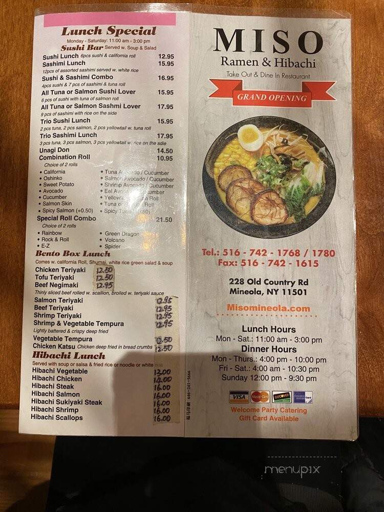 Miso Ramen and Hibachi - Mineola, NY menu_pic