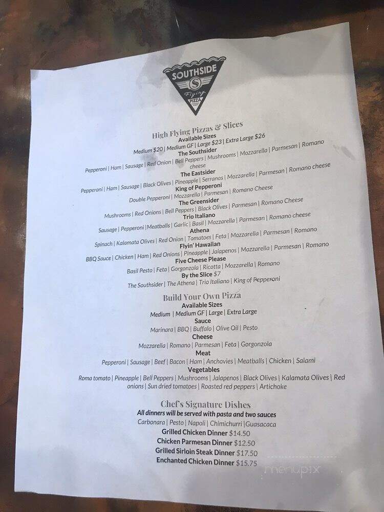 Southside Flying Pizza - Houston, TX menu_pic