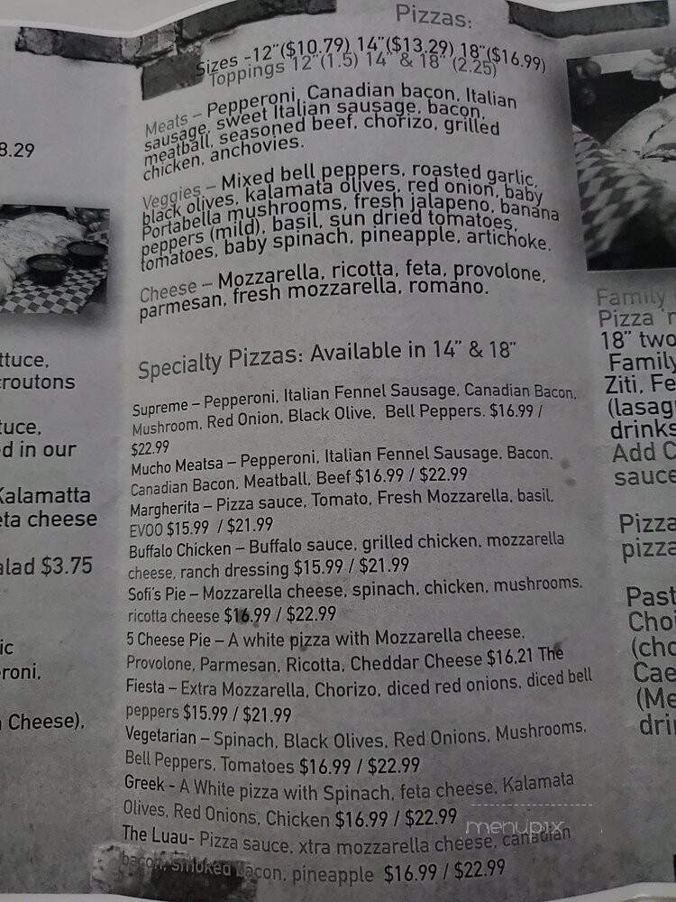 Sofia's Pizzeria - San Antonio, TX menu_pic