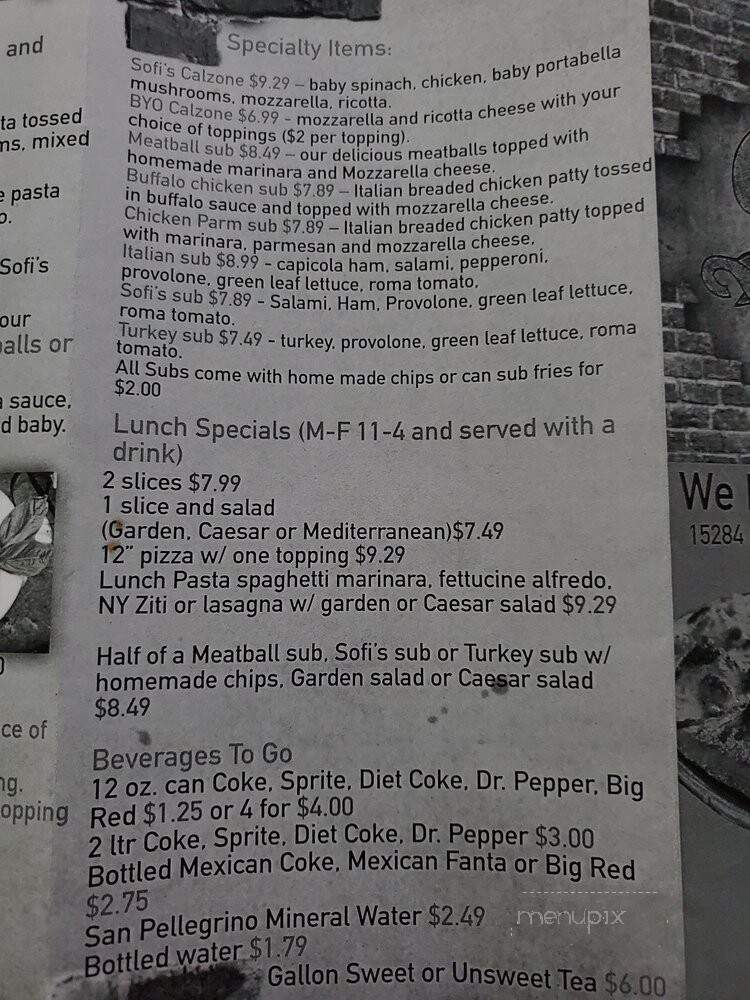 Sofia's Pizzeria - San Antonio, TX menu_pic