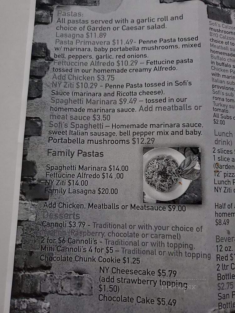 Sofia's Pizzeria - San Antonio, TX menu_pic