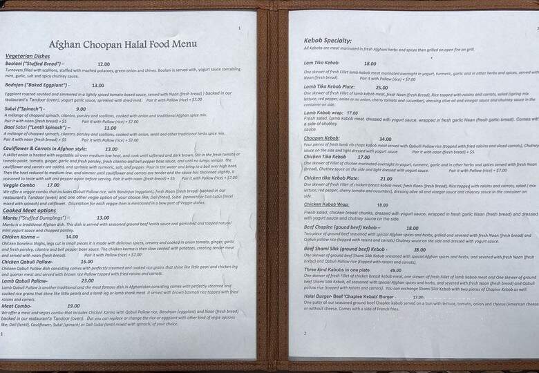 Afghan Choopan - Bothell, WA menu_pic