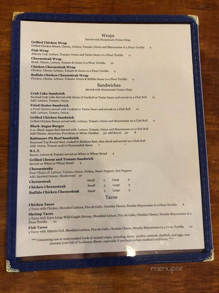 Bogle Cove Oyster House - Wilmington, DE menu_pic