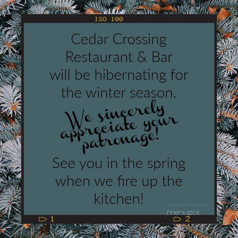 Cedar Crossing Restaurant and Bar - Sturgeon Bay, WI menu_pic