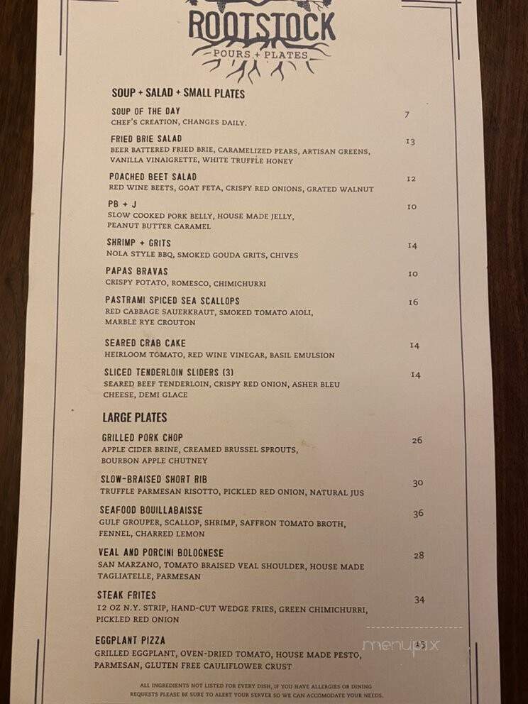 Rootstock - Tallahassee, FL menu_pic
