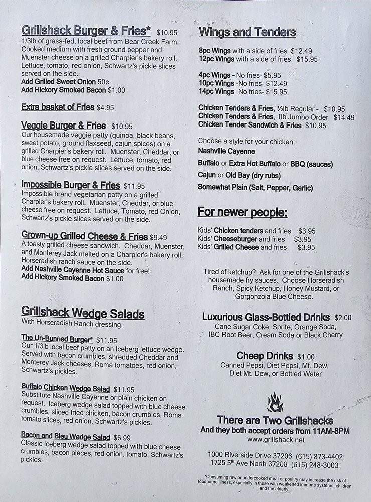 Grillshack Fries and Burgers - Nashville, TN menu_pic