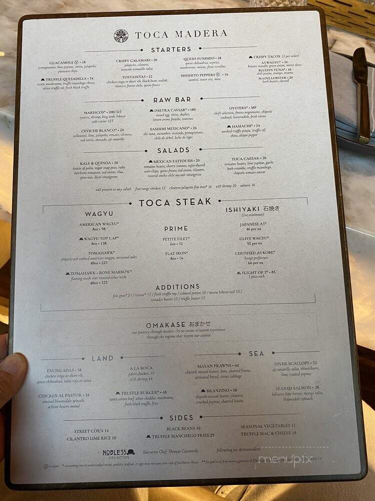 Toca Madera - Scottsdale, AZ menu_pic