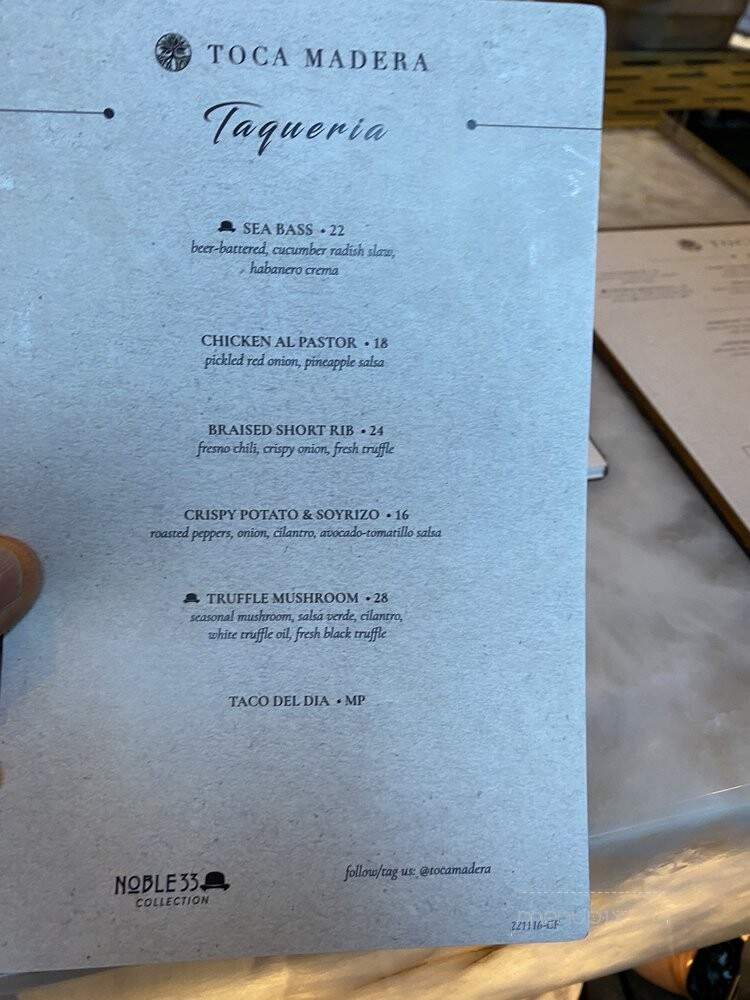 Toca Madera - Scottsdale, AZ menu_pic