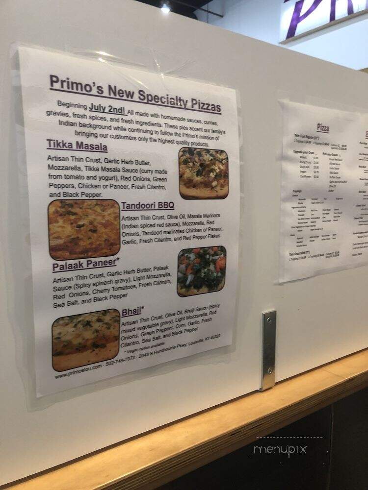 Primo's Pizzeria - Louisville, KY menu_pic