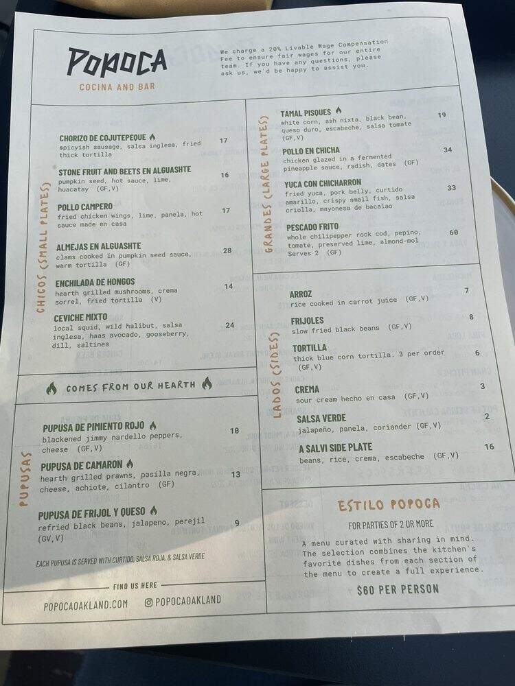 Popoca - Oakland, CA menu_pic