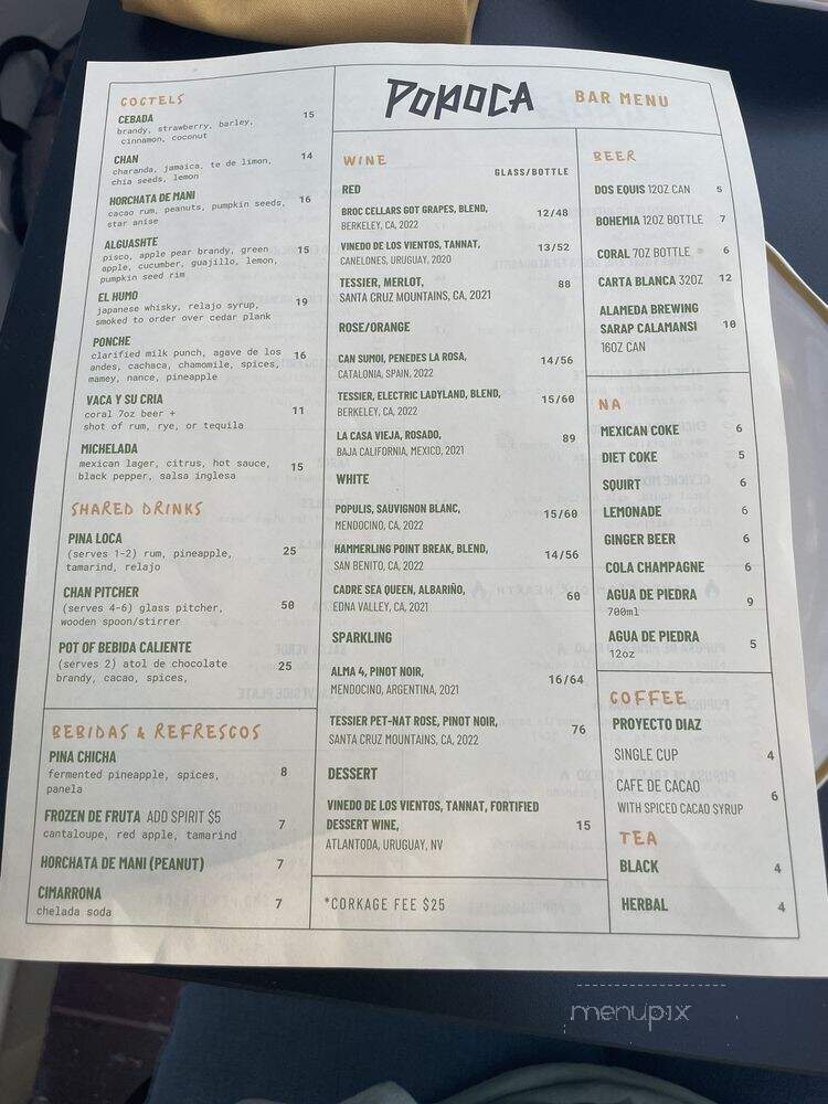 Popoca - Oakland, CA menu_pic