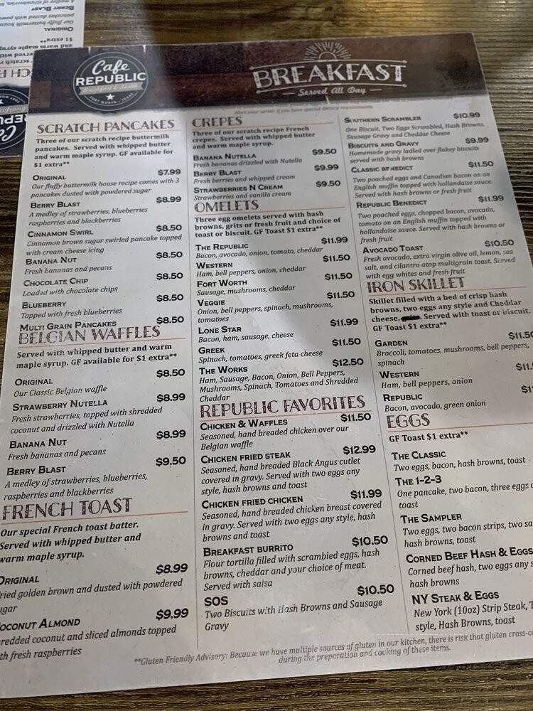 Cafe Republic - Fort Worth, TX menu_pic