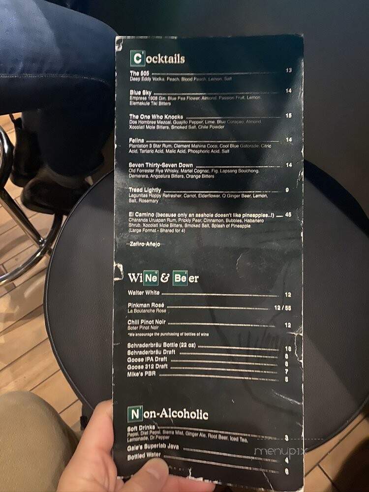 Breaking Bad Experience - West Hollywood, CA menu_pic