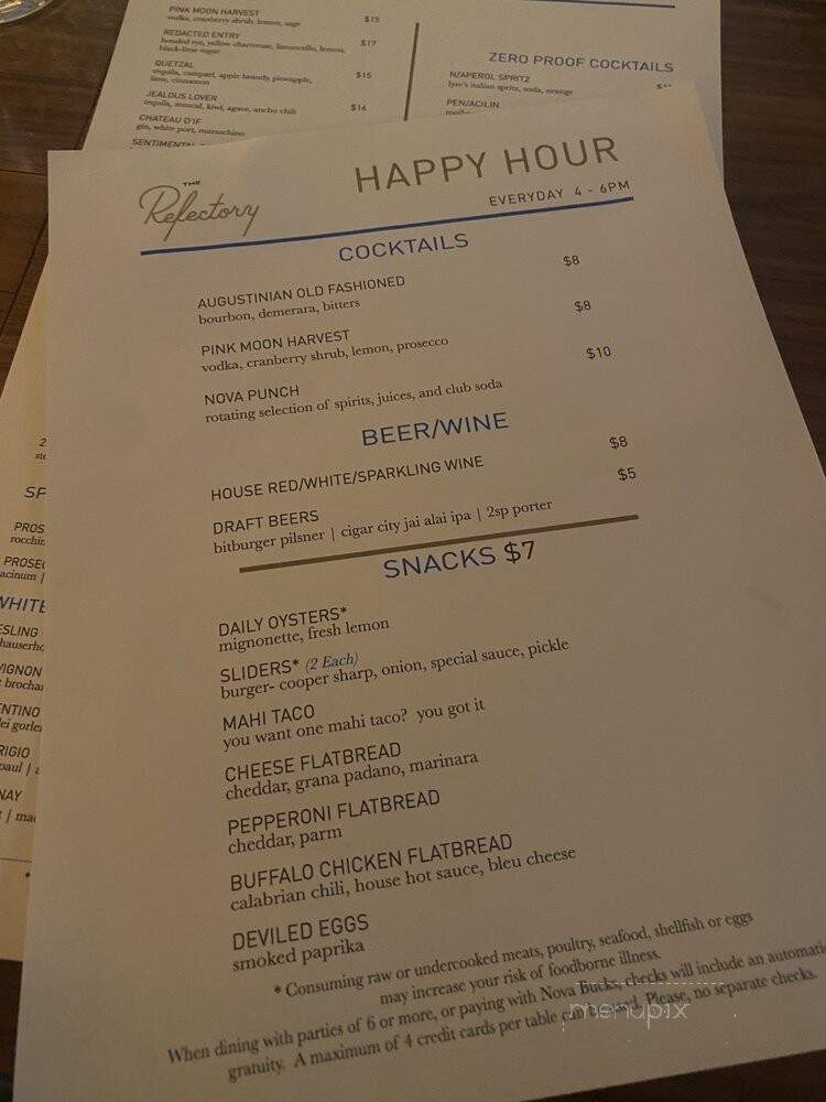 The Refectory - Villanova, PA menu_pic