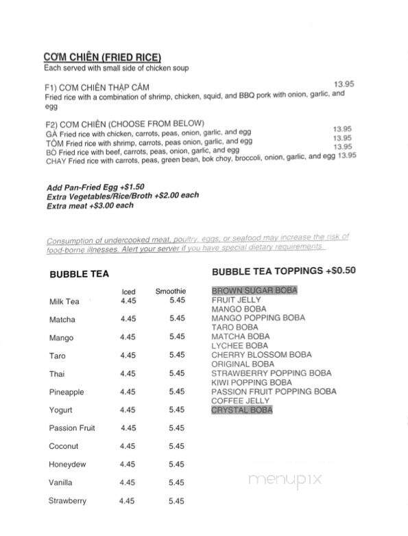 Pho Saigon - Hattiesburg, MS menu_pic