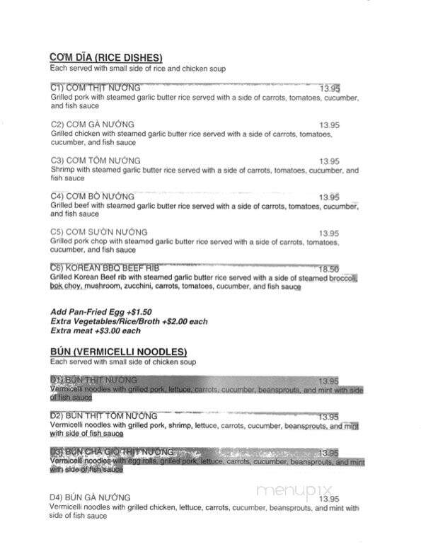 Pho Saigon - Hattiesburg, MS menu_pic