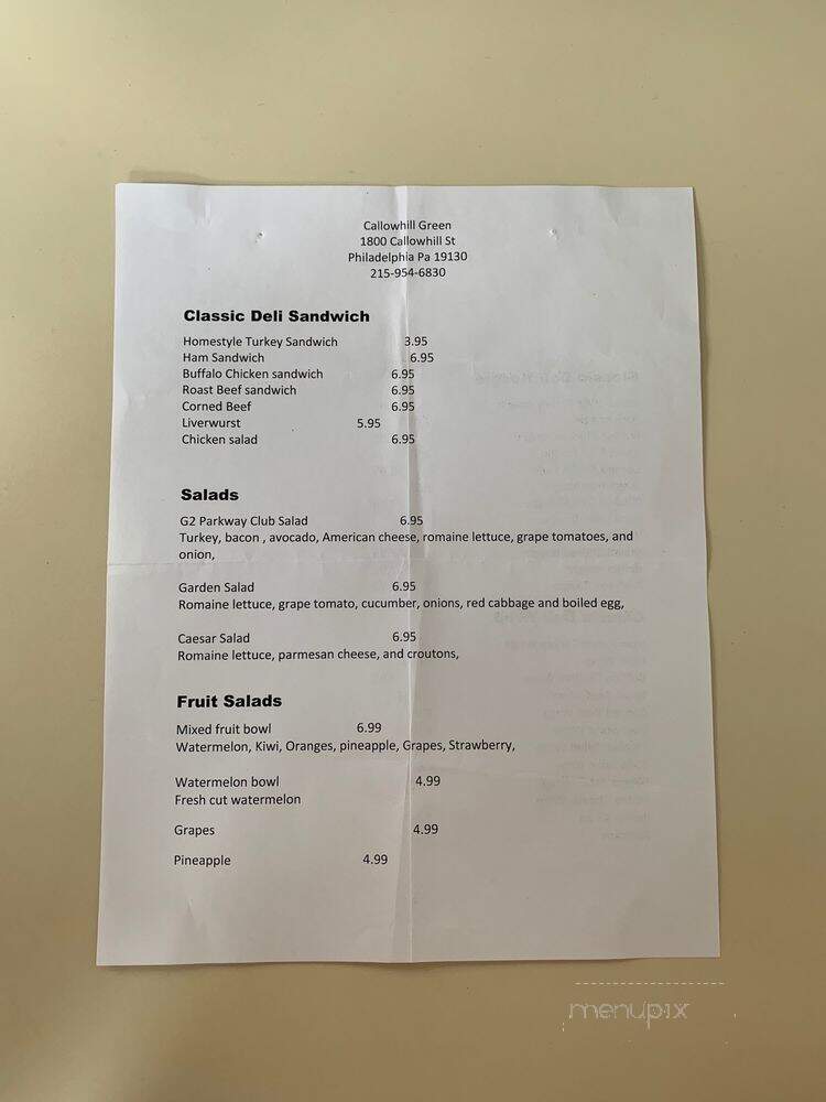 Callowhill Greens - Philadelphia, PA menu_pic