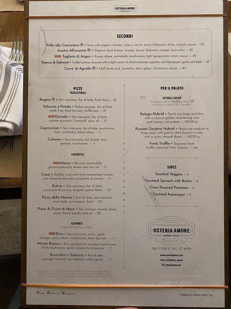 Osteria Amore - Salt Lake City, UT menu_pic