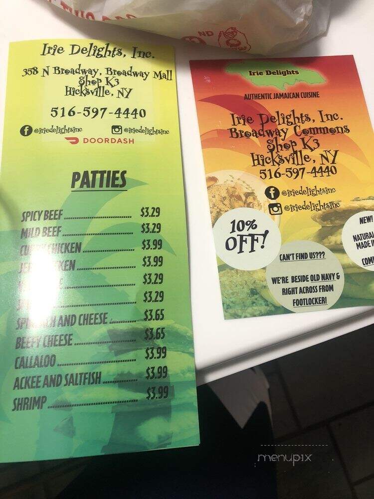 Irie Delight's - Hicksville, NY menu_pic