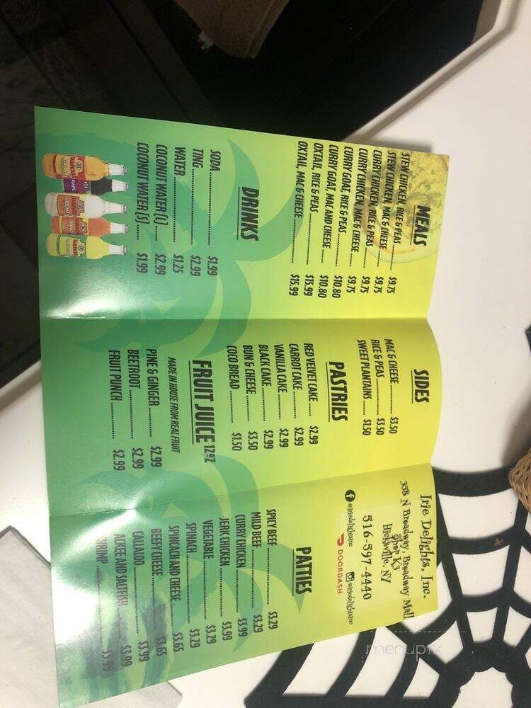 Irie Delight's - Hicksville, NY menu_pic