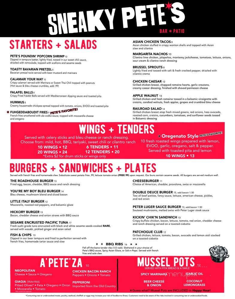 Sneaky Pete's - Patchogue, NY menu_pic
