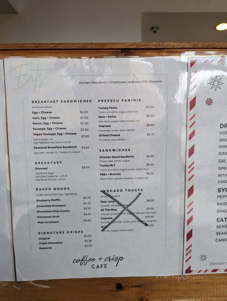 Coffee + Crisp - Austin, TX menu_pic