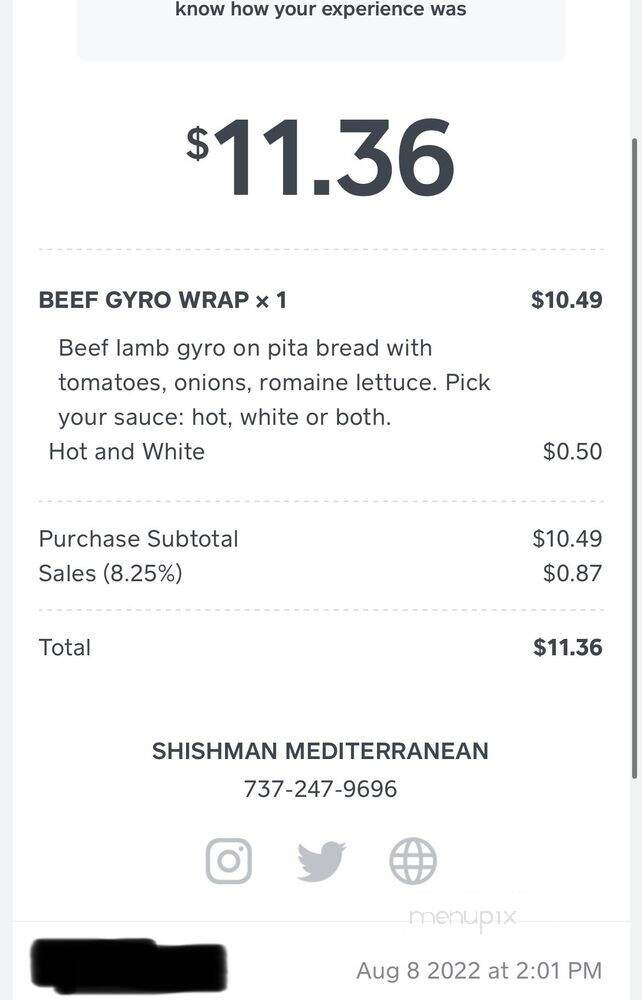 Shishman Mediterranean Grill - Austin, TX menu_pic