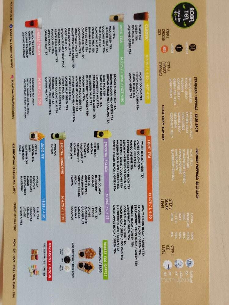 Boba Tea and Snow Ice House - Chelsea, MA menu_pic