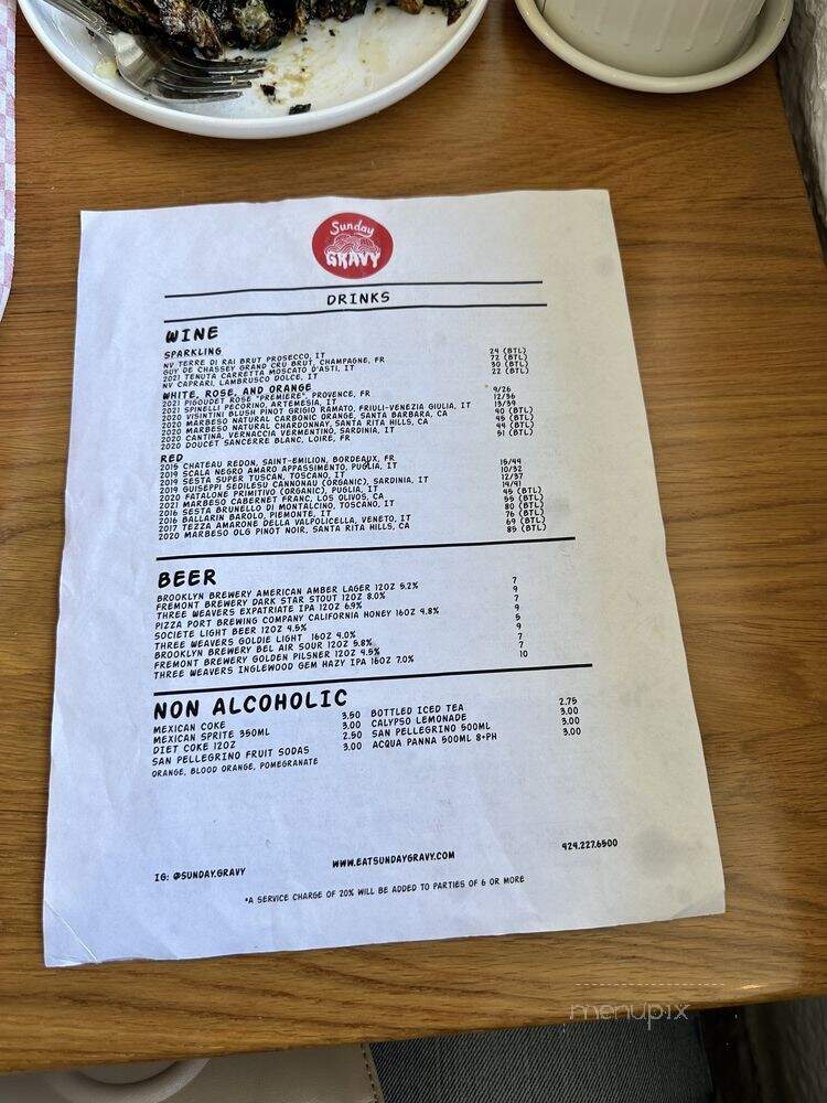 Sunday Gravy - Inglewood, CA menu_pic