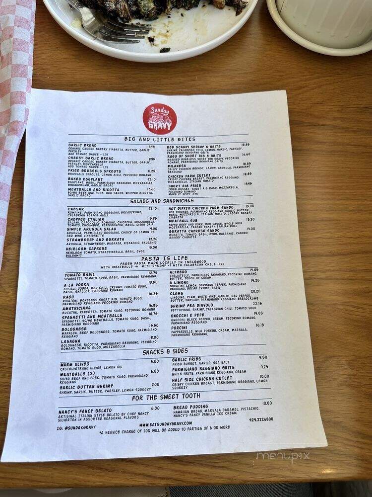 Sunday Gravy - Inglewood, CA menu_pic