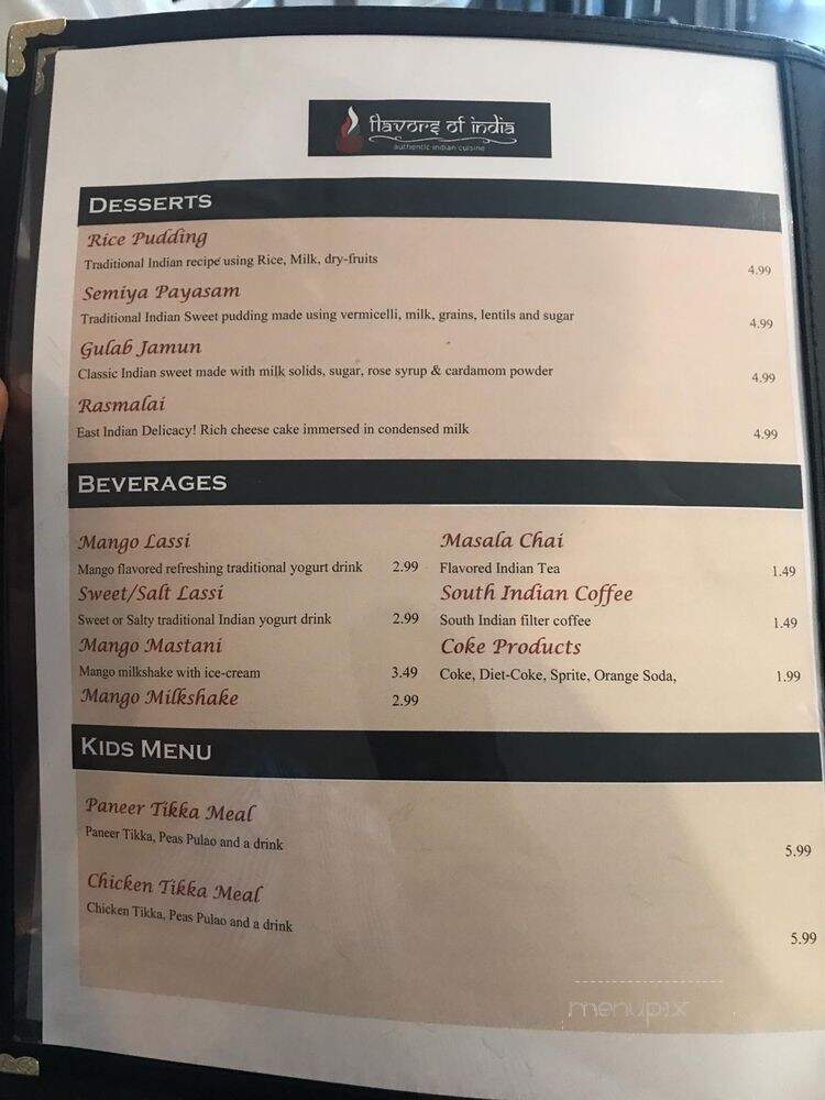 Flavors Of India - Columbus, IN menu_pic