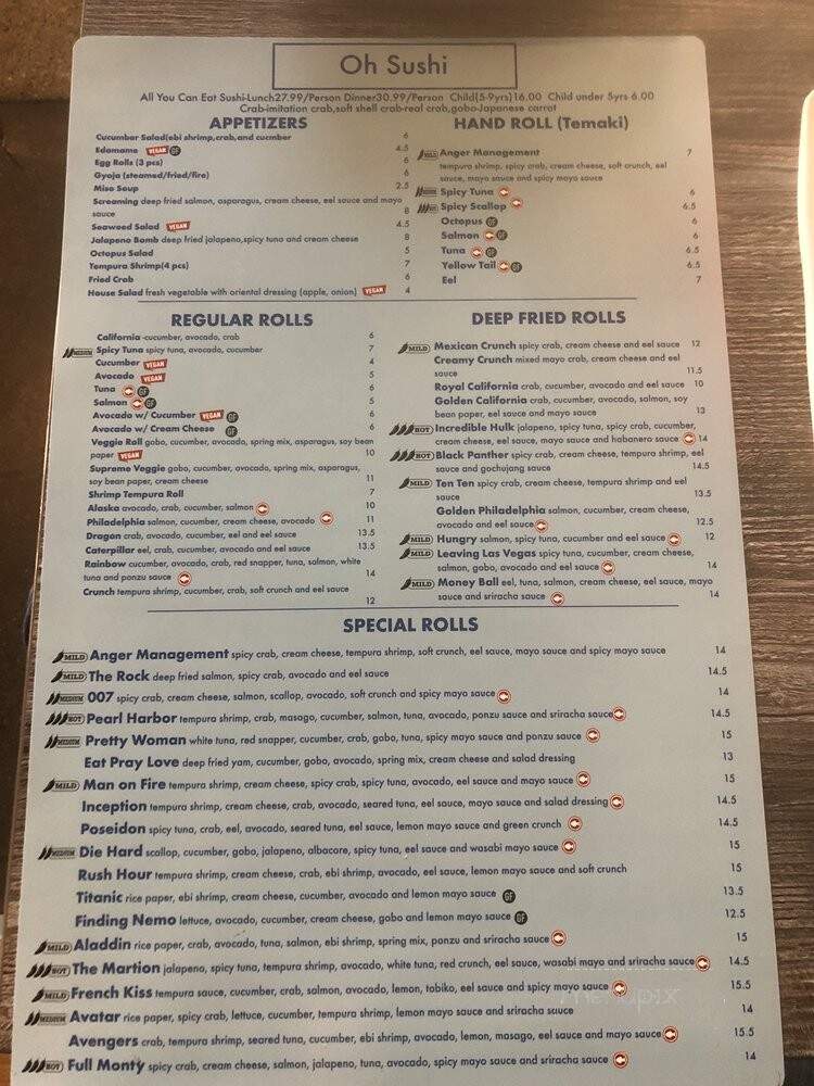 Oh Sushi - Des Moines, IA menu_pic