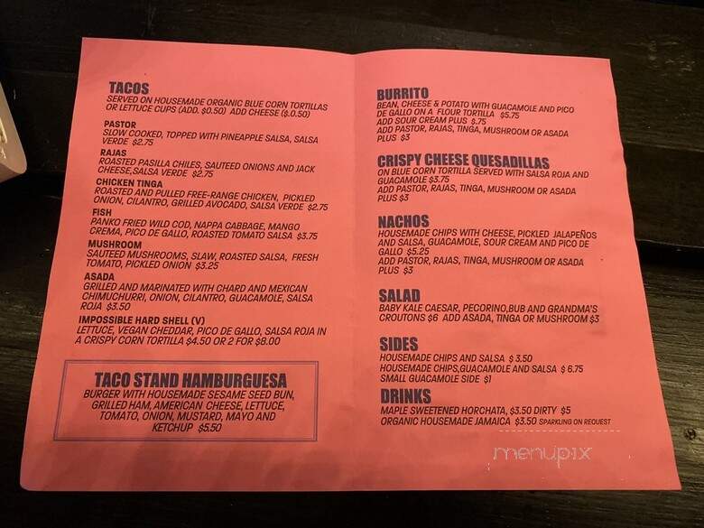 Square One Tacos - Los Angeles, CA menu_pic