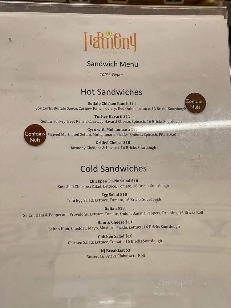Harmony Plant Fare - Cincinnati, OH menu_pic
