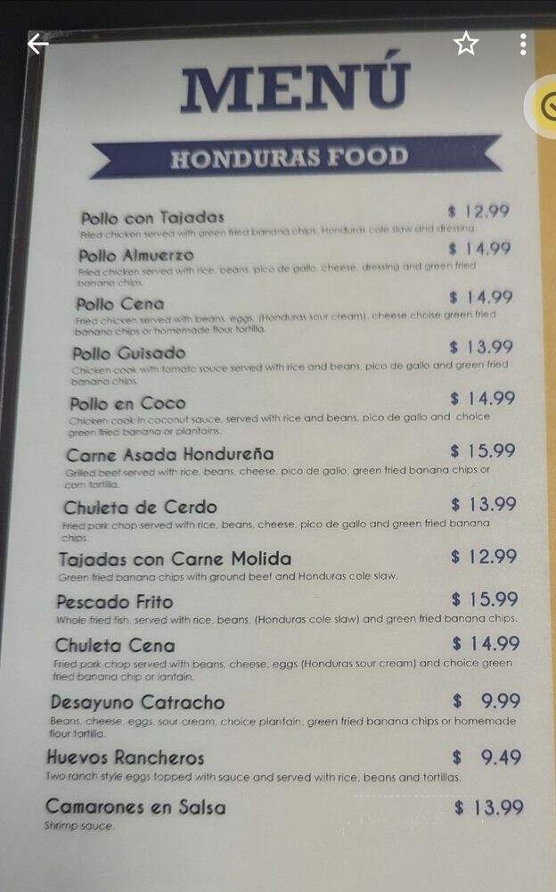 Merendero La Catrachitas - St. Louis, MO menu_pic