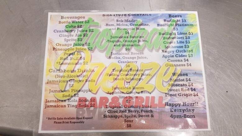Tropical Breeze bar and grill - Columbia, SC menu_pic