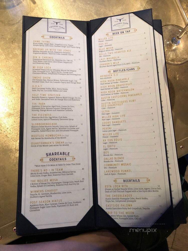 Trophy Park Sports Lounge - Frisco, TX menu_pic