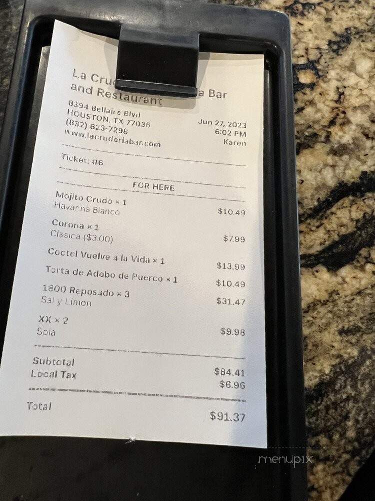 La Cruderia Michelada Bar - Houston, TX menu_pic