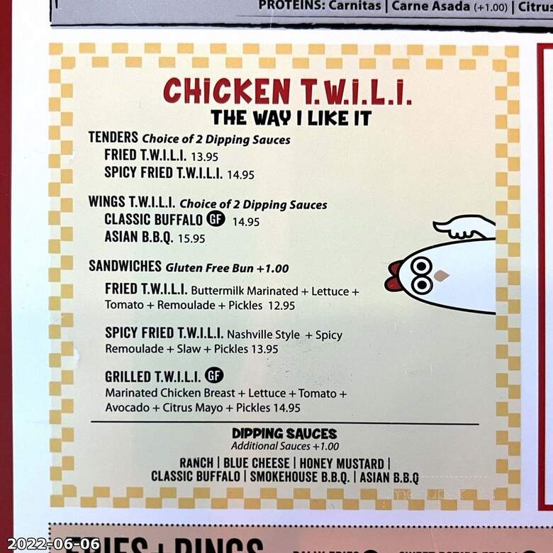 Chicken T.W.I.L.I. - Torrance, CA menu_pic
