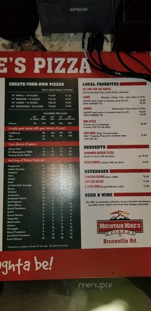 Mountain Mike's Pizza - Sacramento, CA menu_pic