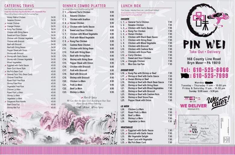 Pin Wei - Bryn Mawr, PA menu_pic