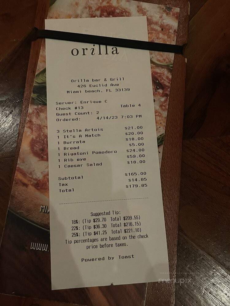Orilla Bar & Grill - Miami Beach, FL