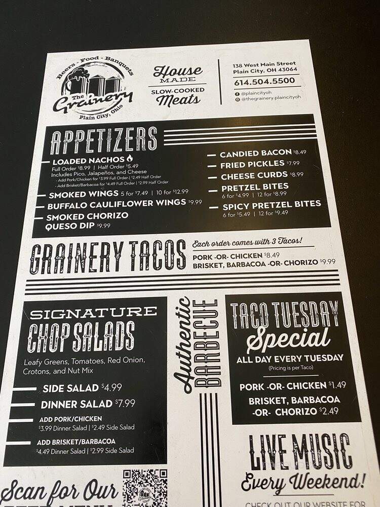 The Grainery - Plain City, OH menu_pic