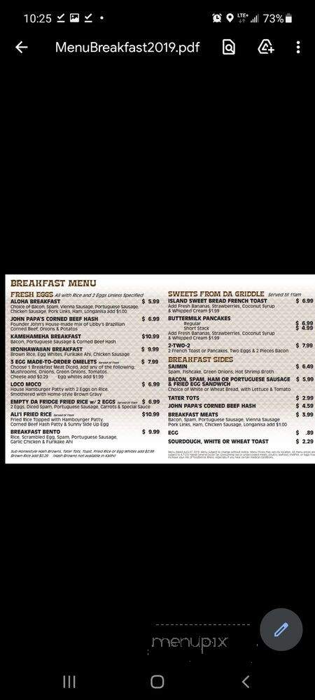 Fatboy's - Kaneohe, HI menu_pic
